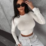 Bluzka dopasowana wiązana Donia Ola Voga ecru