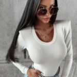 Bluzka dopasowana basic Adell Ola Voga ecru