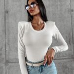 Bluzka dopasowana basic Adell Ola Voga ecru