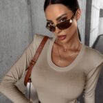 Bluzka dopasowana basic Adell Ola Voga beżowa