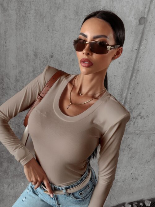 Bluzka dopasowana basic Adell Ola Voga beżowa