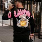 Bluza męska z nadrukiem misia Tinos Ola Voga czarna