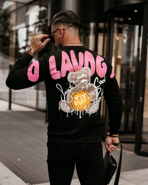 Bluza męska z nadrukiem misia Tinos Ola Voga czarna