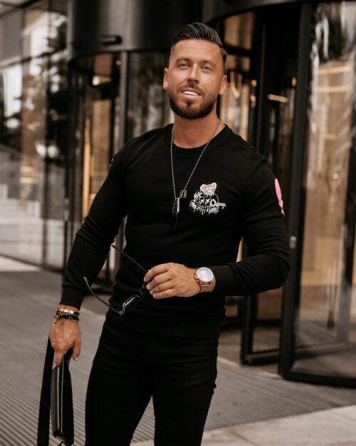 Bluza męska z nadrukiem misia Tinos Ola Voga czarna