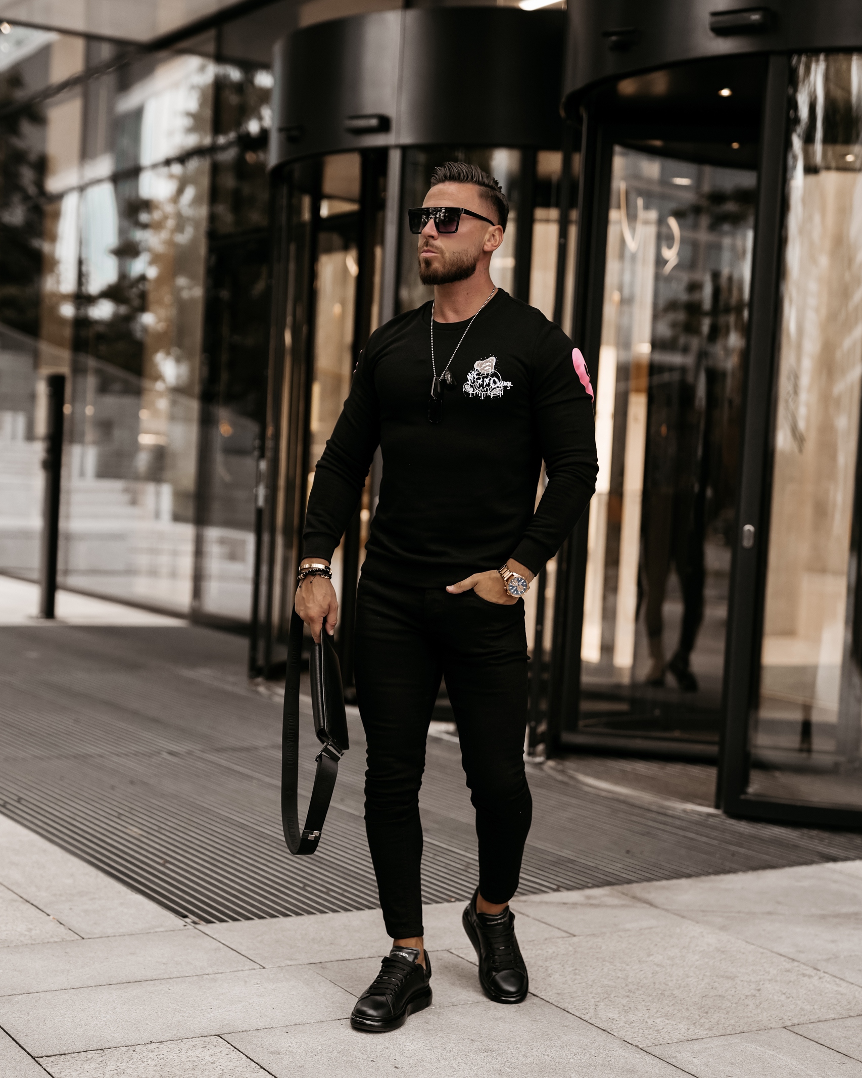 Bluza męska z nadrukiem misia Tinos Ola Voga czarna