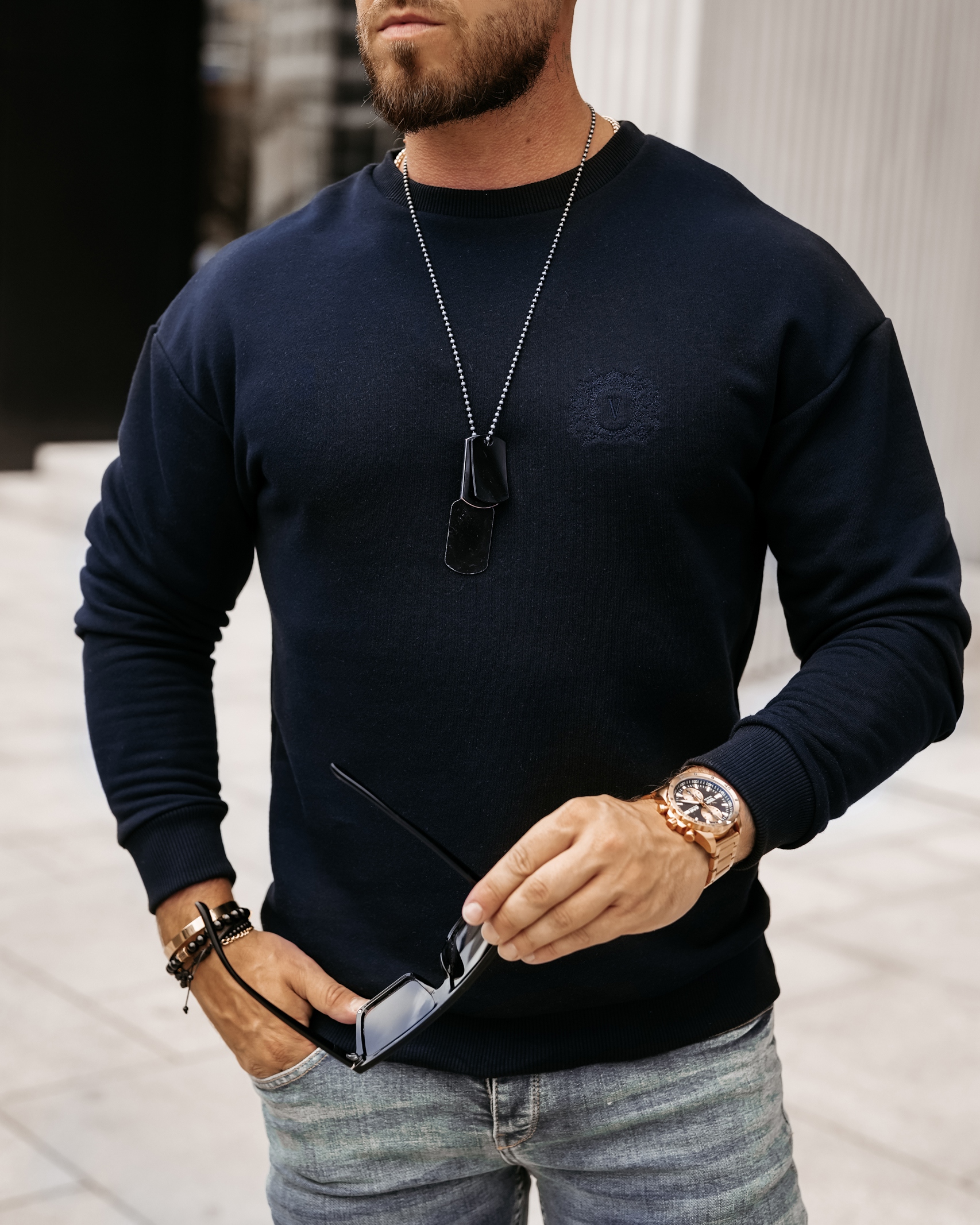 Bluza bawełniana męska Gozo Ola Voga granatowa