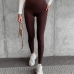 Legginsy połyskujące z klamrą Arleen Ola Voga brązowe