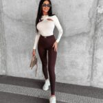 Legginsy połyskujące z klamrą Arleen Ola Voga brązowe