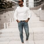 Spodnie jeansowe męskie rurki Areo Ola Voga niebieskie