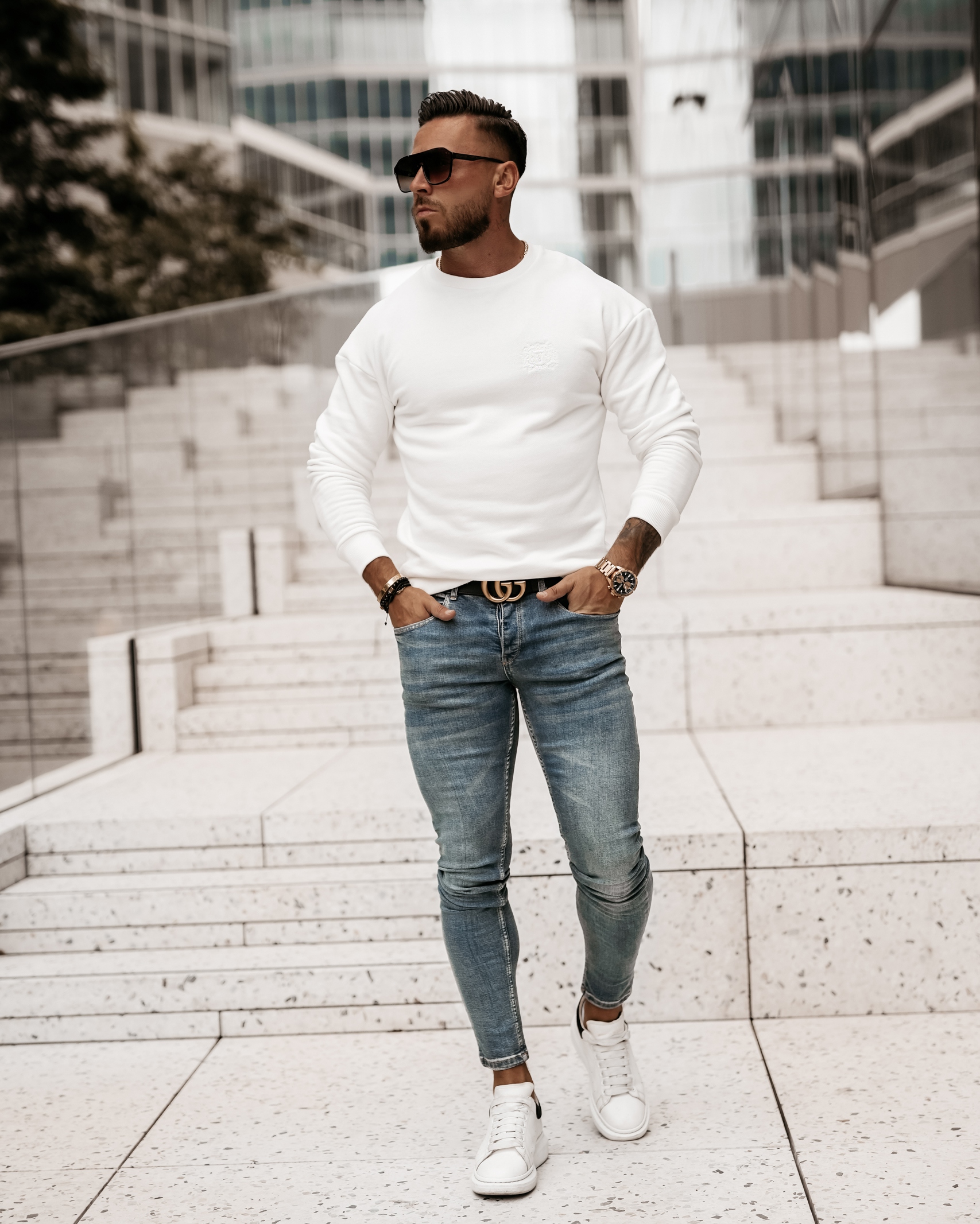 Spodnie jeansowe męskie rurki Areo Ola Voga niebieskie