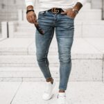 Spodnie jeansowe męskie rurki Areo Ola Voga niebieskie