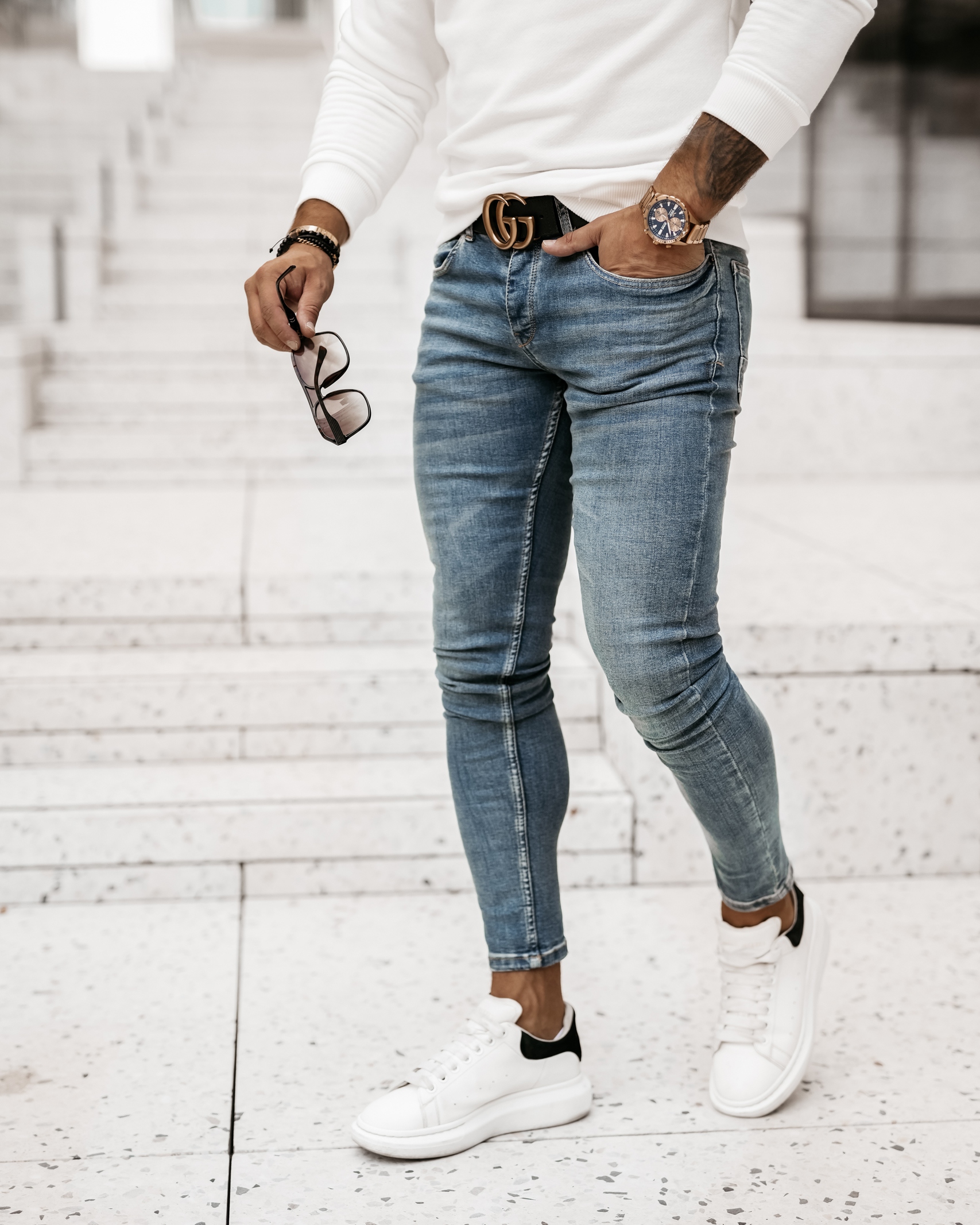 Spodnie jeansowe męskie rurki Areo Ola Voga niebieskie