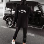 Spodnie bawełniane z haftem Brano Ola Voga czarne