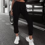 Spodnie bawełniane z haftem Brano Ola Voga czarne