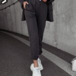 Spodnie bawełniane z haftem Brano Ola Voga grafitowe