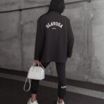 Spodnie bawełniane z haftem Brano Ola Voga grafitowe