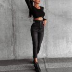 Spodnie jeansowe wysoki stan Graf Ola Voga czarne