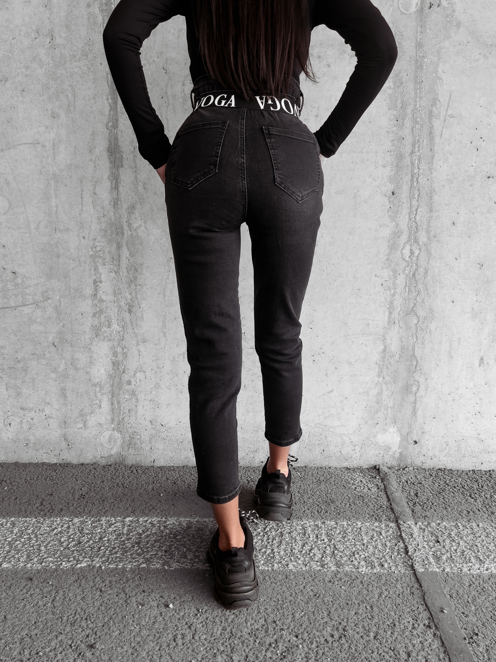 Spodnie jeansowe wysoki stan Graf Ola Voga czarne