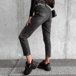 Spodnie jeansowe wysoki stan Graf Ola Voga szare