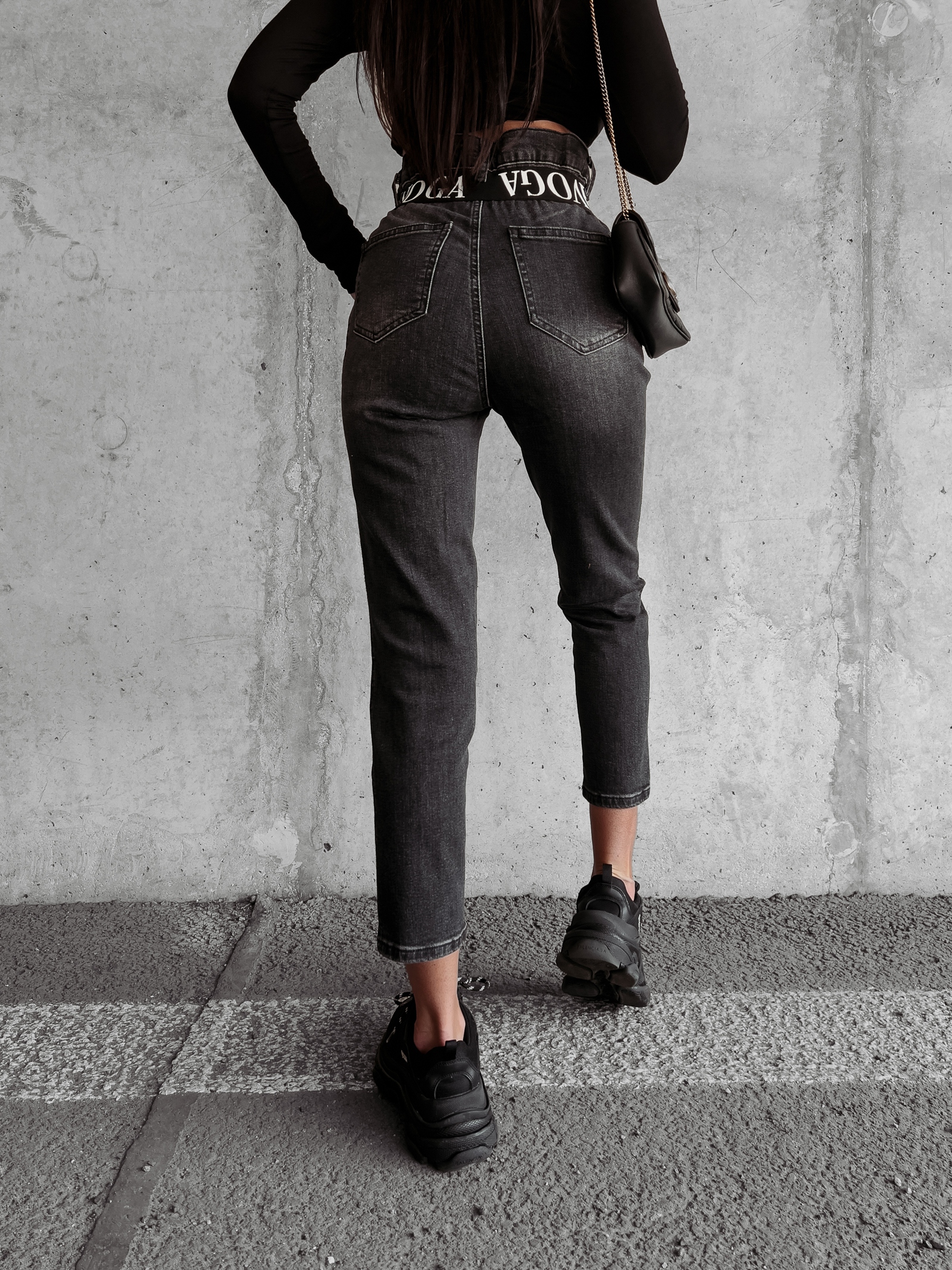 Spodnie jeansowe wysoki stan Graf Ola Voga szare