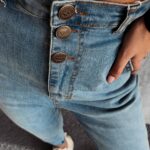 Spodnie jeansowe wysoki stan Graf Ola Voga niebieskie