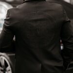 Marynarka męska slim fit logowana Pionier Ola Voga czarna