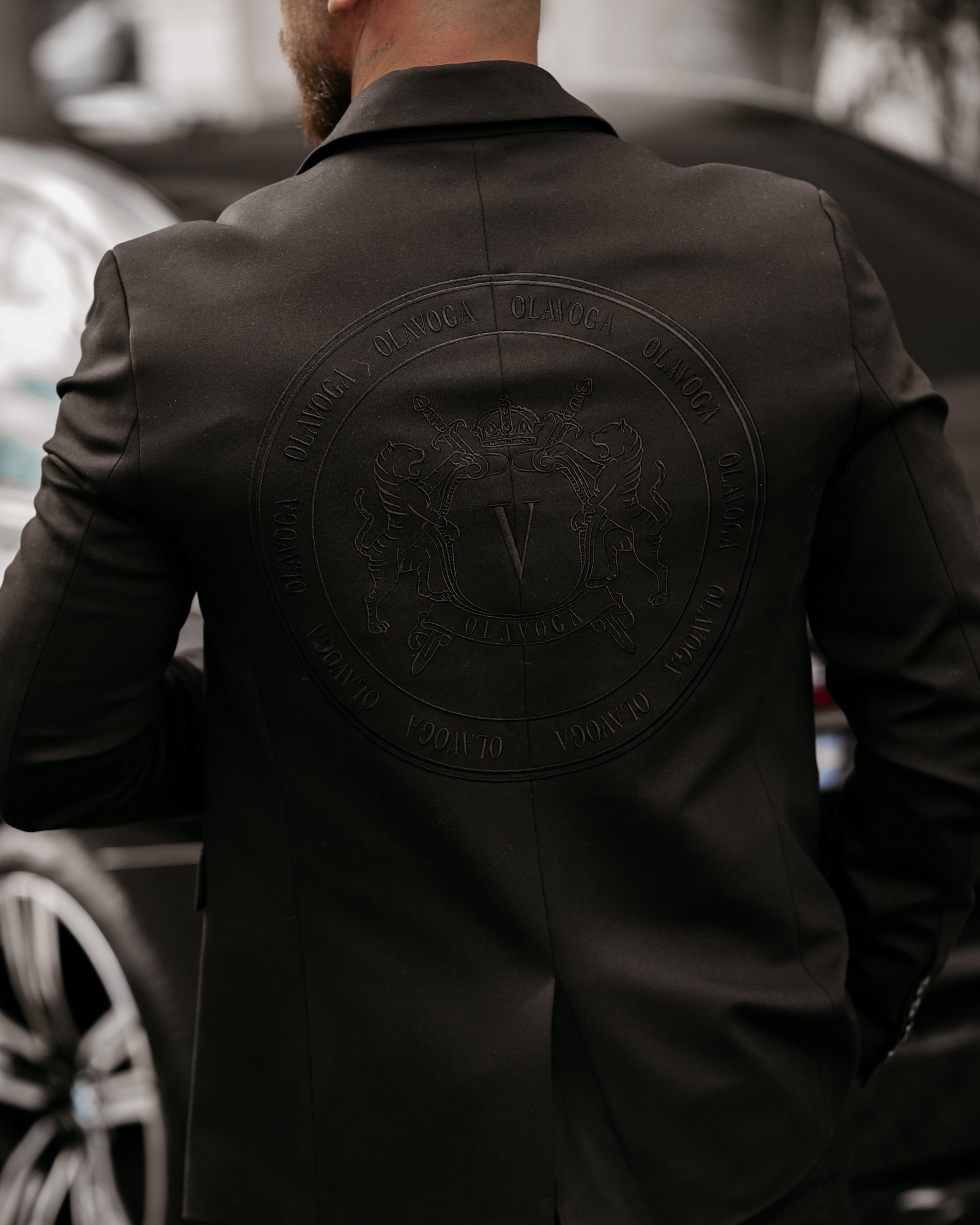 Marynarka męska slim fit logowana Pionier Ola Voga czarna Marynarka męska slim fit logowana Pionier Ola Voga czarna