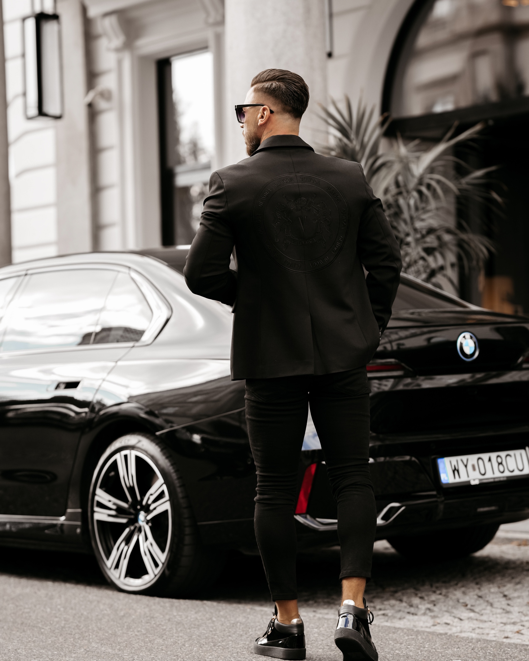 Marynarka męska slim fit logowana Pionier Ola Voga czarna Marynarka męska slim fit logowana Pionier Ola Voga czarna