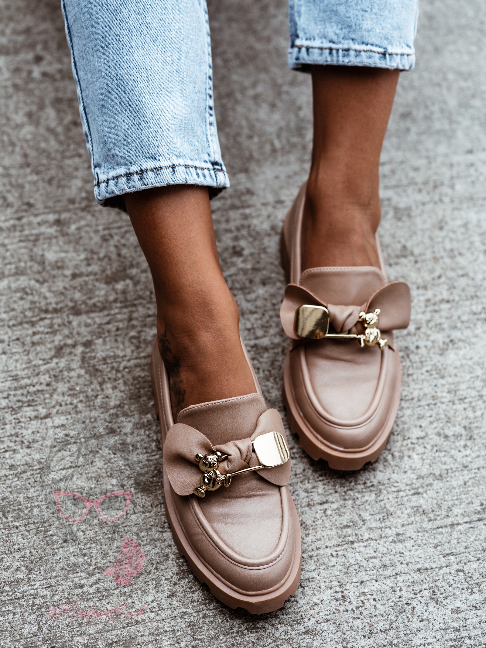 Mokasyny z misiem Madam Bobi cappuccino Mokasyny z misiem Madam Bobi cappuccino