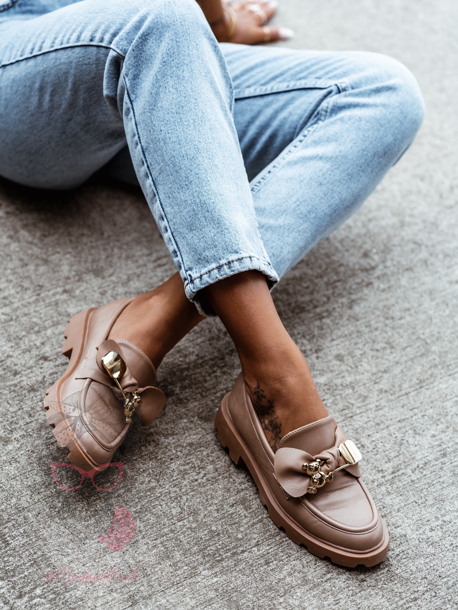 Mokasyny z misiem Madam Bobi cappuccino Mokasyny z misiem Madam Bobi cappuccino