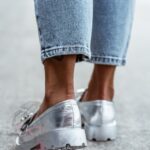 Mokasyny Madam Bobi srebrne