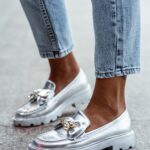 Mokasyny Madam Bobi srebrne