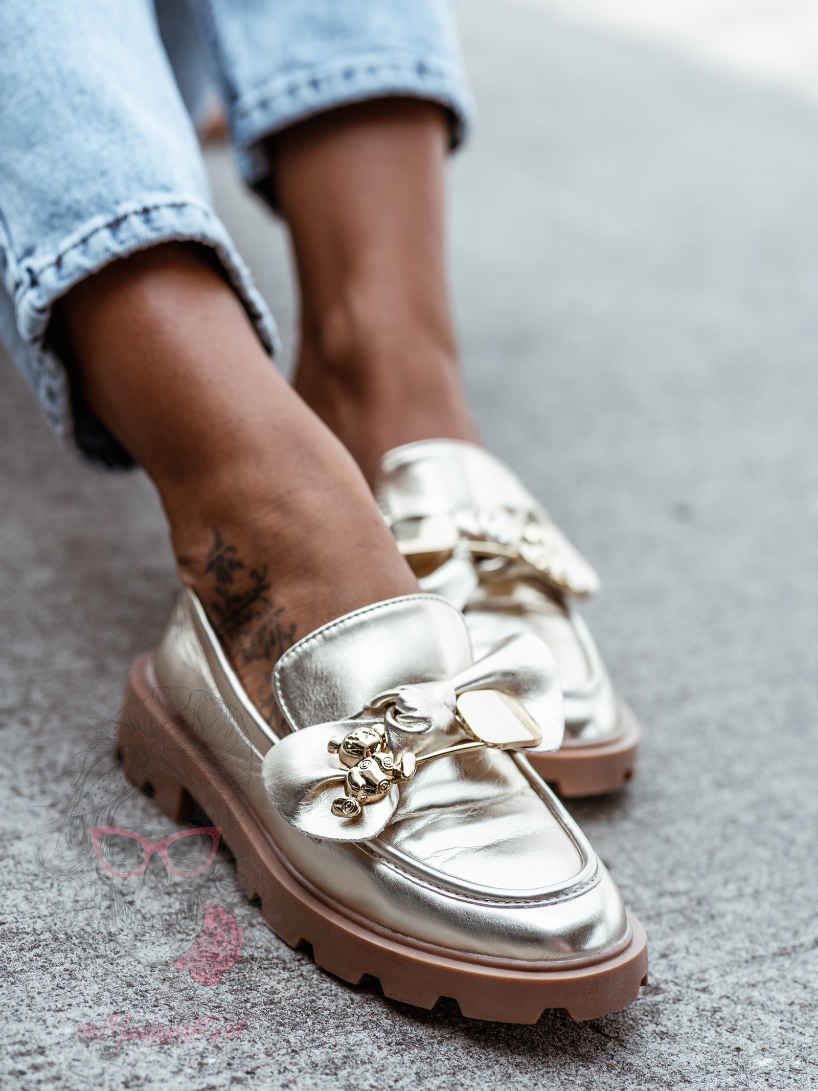 Mokasyny Madam Bobi złote Mokasyny Madam Bobi złote