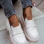 Mokasyny skórzane króliczki Rock Bony beżowe