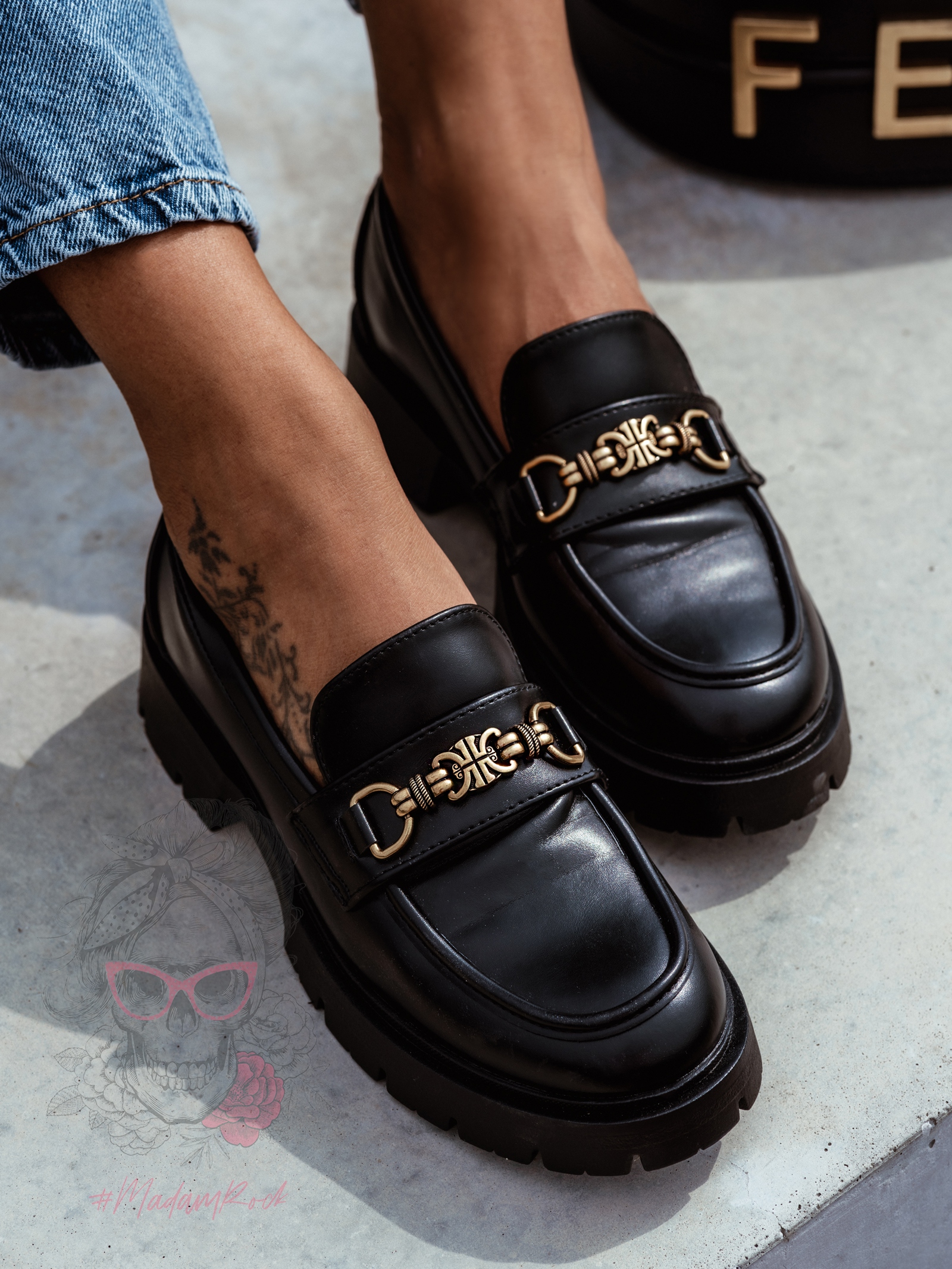 Mokasyny skórzane Madam Balder czarne