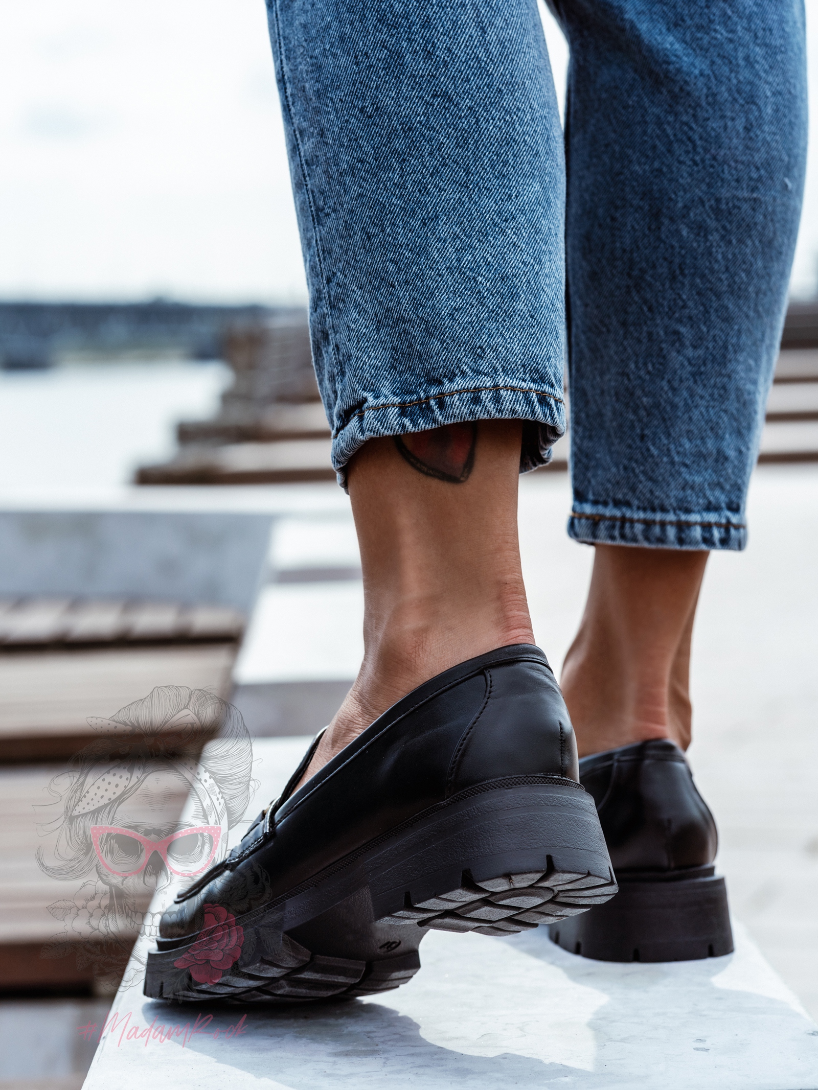 Mokasyny skórzane Madam Balder czarne