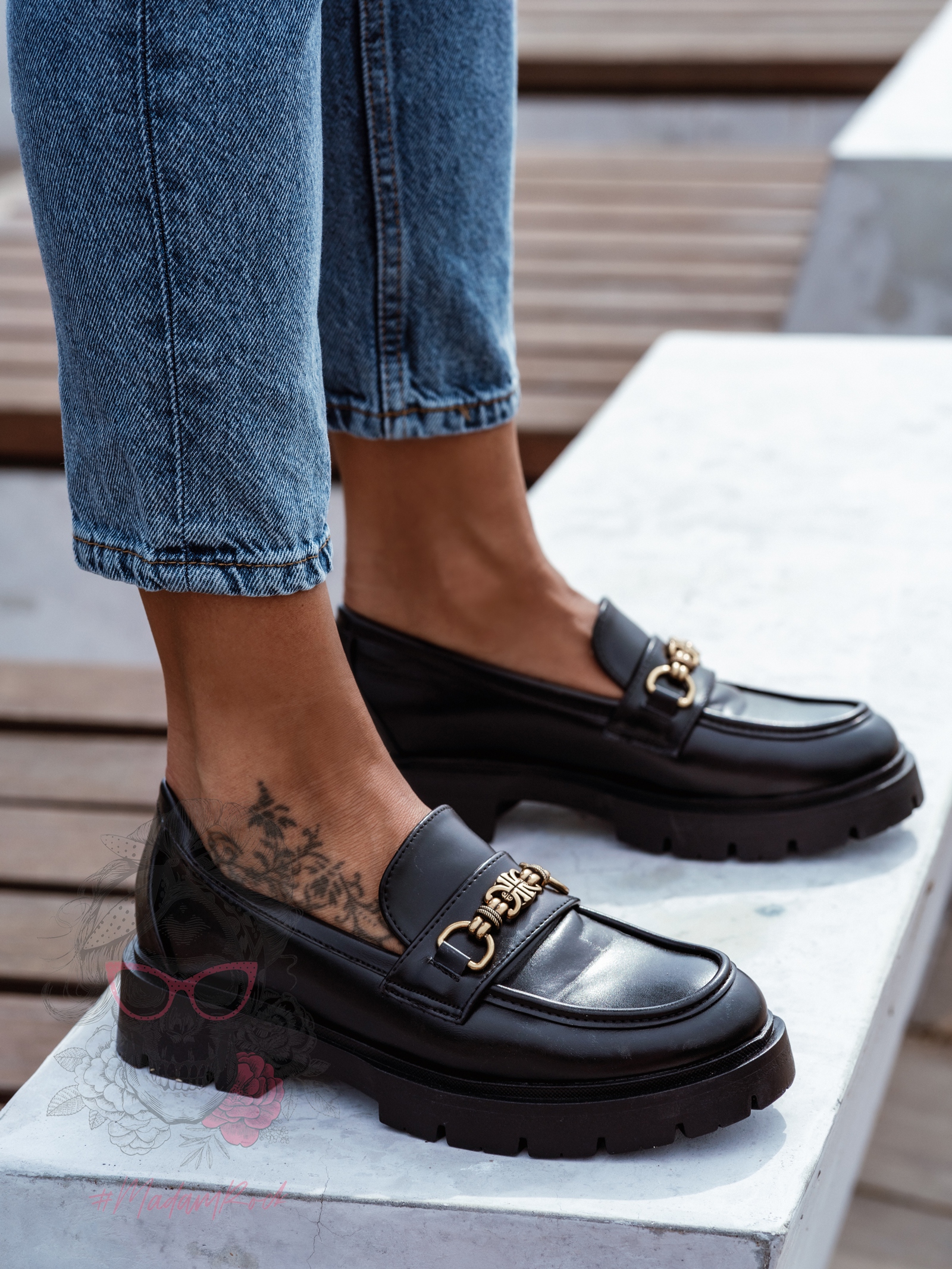 Mokasyny skórzane Madam Balder czarne