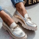 Mokasyny skórzane Madam Balder złote