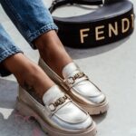 Mokasyny skórzane Madam Balder złote