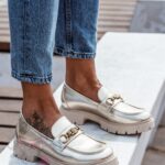 Mokasyny skórzane Madam Balder złote