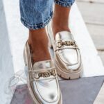 Mokasyny skórzane Madam Balder złote