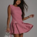Sukienka tweedowa mini NB MegFox różowa
