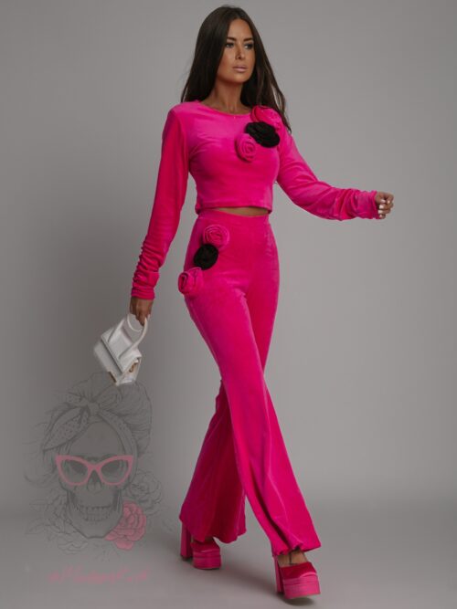 Komplet welurowy NB ROSSES różowy