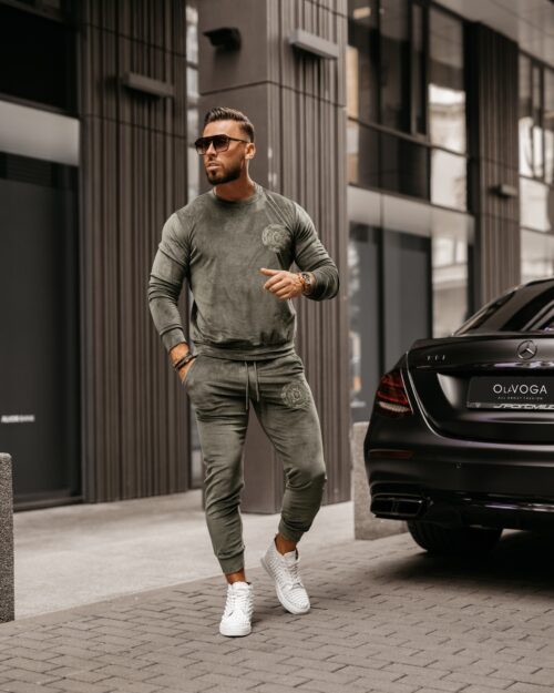 Komplet welurowy męski Burias Ola Voga khaki