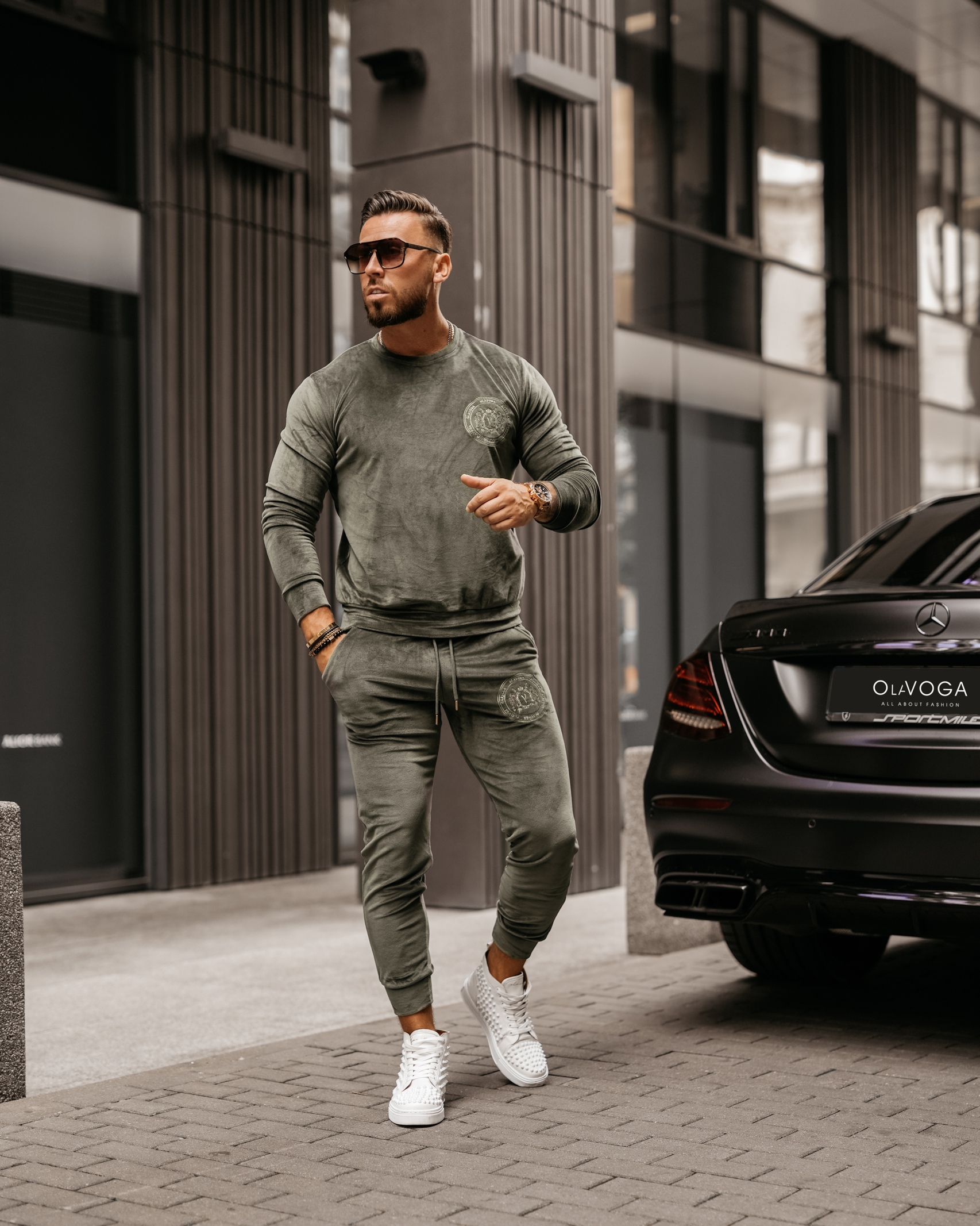 Komplet welurowy męski Burias Ola Voga khaki