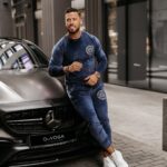 Komplet welurowy męski Burias Ola Voga granatowy