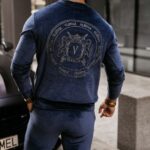 Komplet welurowy męski Burias Ola Voga granatowy