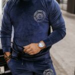 Komplet welurowy męski Burias Ola Voga granatowy