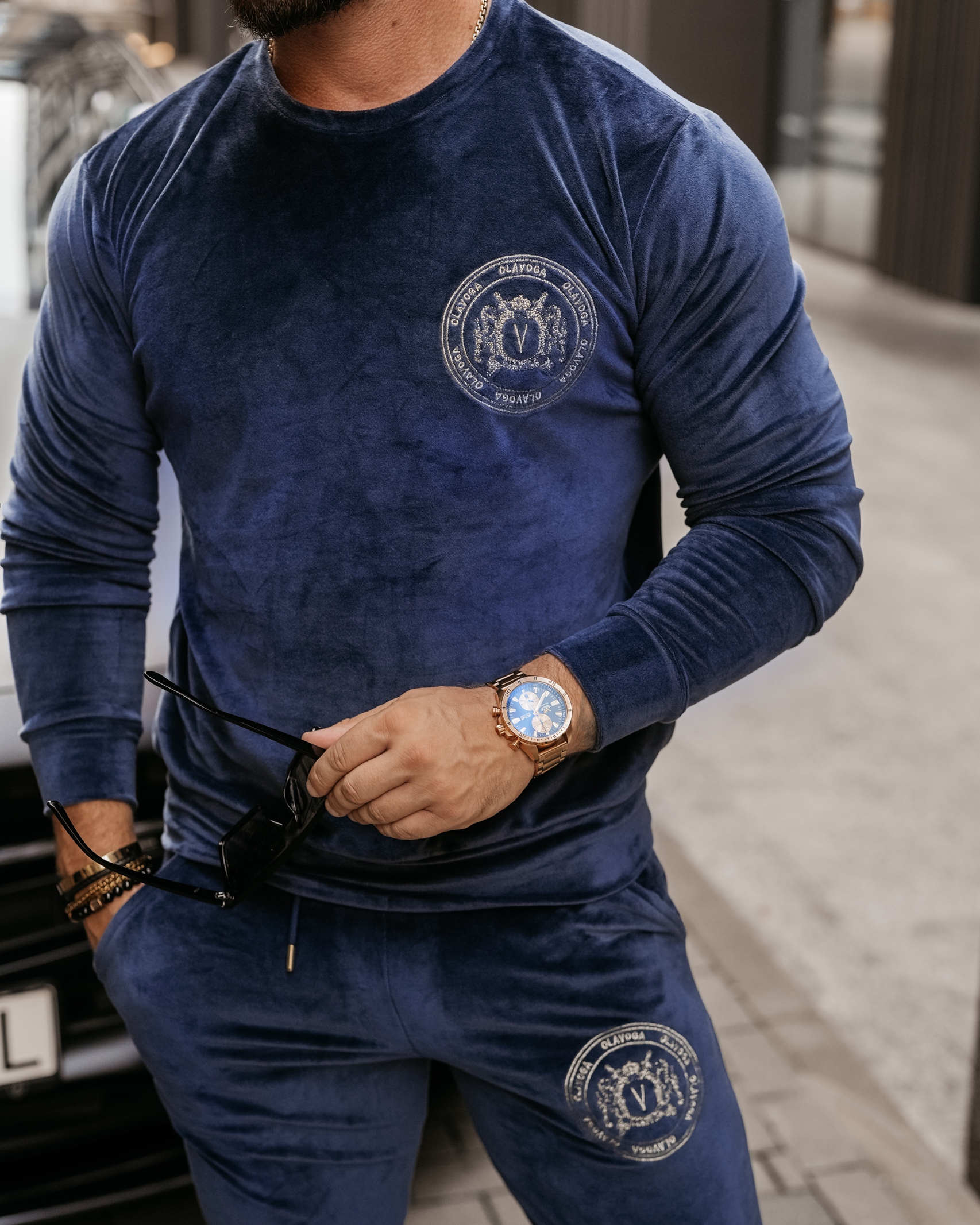 Komplet welurowy męski Burias Ola Voga granatowy