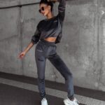 Komplet damski welurowy Oroton Ola Voga szary